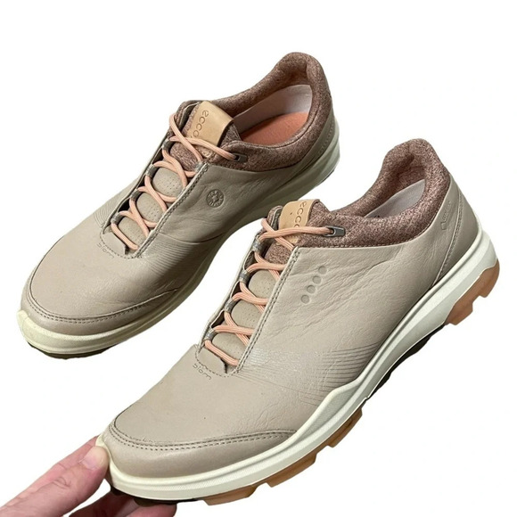 ECCO BIOM Hybrid 3 GTX Golf Shoes Yak Leather Oyster-Muted Clay Waterproof W 10 - Picture 1 of 15